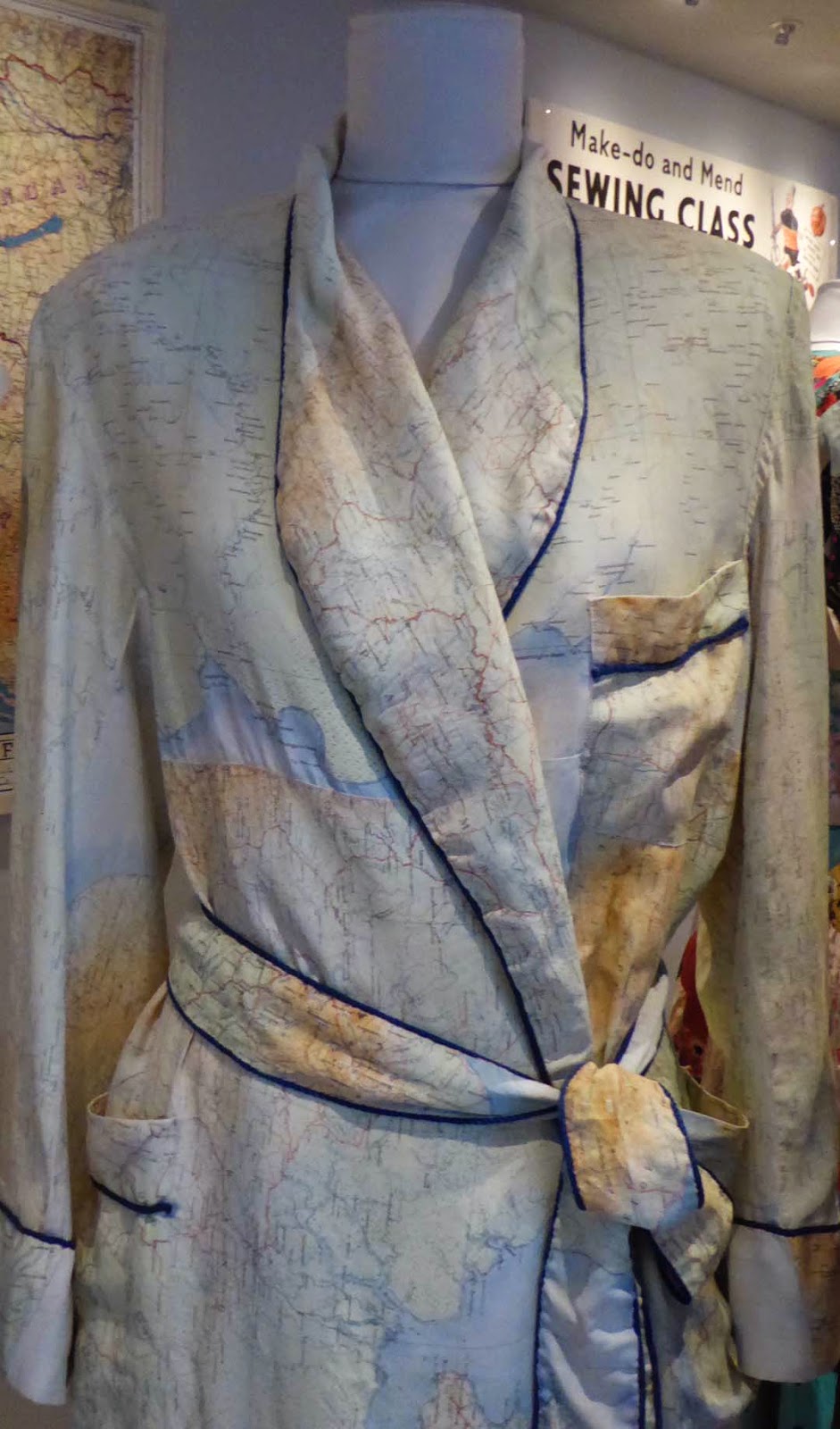 Dressing gown of RAF silk map